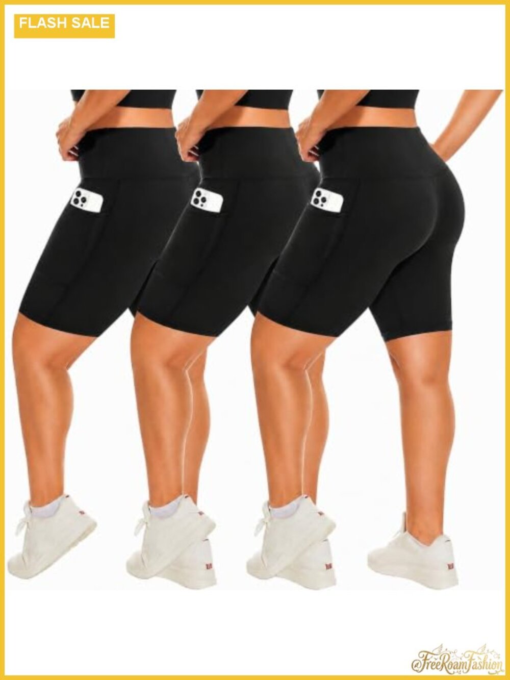 Plus Size Biker Shorts for Women with Pockets High Waisted 3 Pack
